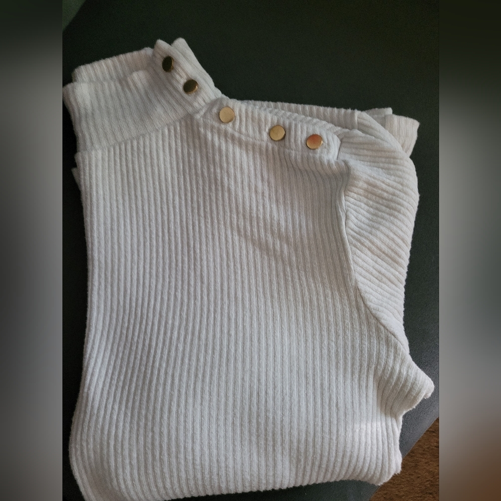 J Crew Mock Turtlenek Sweater with Gold Buttons